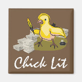 Chick Lit Writer with Paper and Feather Quill Magnet (Vorne)
