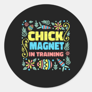 Chick Magnet im Training Osterfest Gewitterte Eize Runder Aufkleber