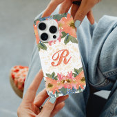 Chick Modern Peach Aquarell Floral Monogram R Case-Mate iPhone Hülle