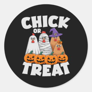 Chick Or Treat Bekleidung Halloween Lustiges Huhn Runder Aufkleber