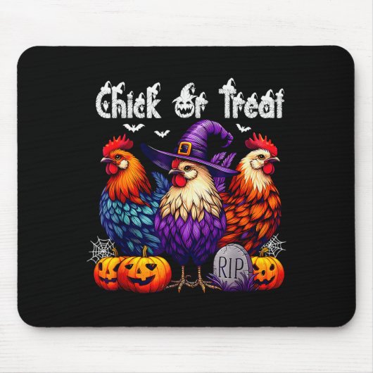 Chick Or Treat Funny Halloween Witch Soky Cute Chi Mousepad (Vorne)