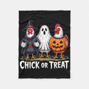 Chick Or Treat Gruselige Hexe Geist Kürbis Huhn  Fleecedecke
