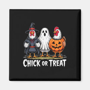Chick Or Treat Gruselige Hexe Geist Kürbis Huhn  Magnet
