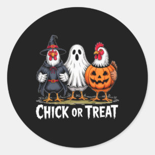 Chick Or Treat Gruselige Hexe Geist Kürbis Huhn  Runder Aufkleber