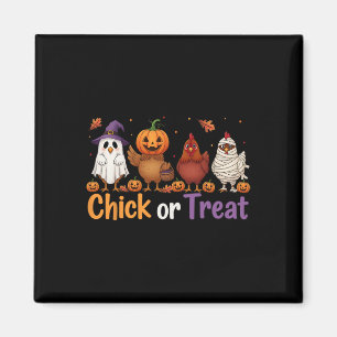 Chick Or Treat Halloween Hexe Gruseliger Hühnerhof Magnet