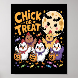 Chick Or Treat Halloween Mond Huhn Spaß Poster