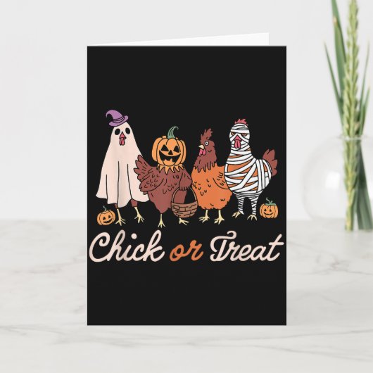 Chick Or Treat Halloween Witch Soky Chicken Karte (Vorderseite)