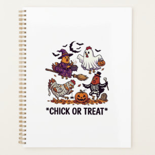 Chick Or Treat Haloween Hühner Hexe Geist Kürbis Planer