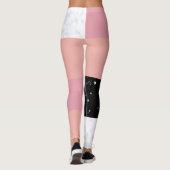 Chick orange, rosa, schwarz Marmorblock Leggings (Rückseite)