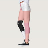 Chick orange, rosa, schwarz Marmorblock Leggings (Links)