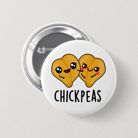 Chick Peas Funny Food Puff Button (Vorne & Hinten)