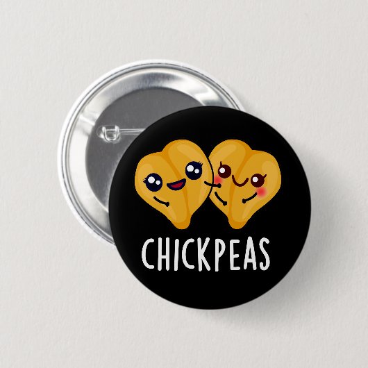 Chick Peas Funny Food Puff Dark BG Button (Vorne & Hinten)