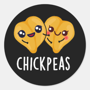 Chick Peas Funny Food Puff Dark BG Runder Aufkleber