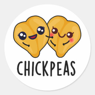 Chick Peas Funny Food Puff Runder Aufkleber