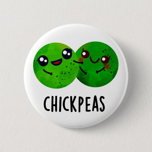 Chick Peas Funny Girl Pea Pun Button (Vorderseite)