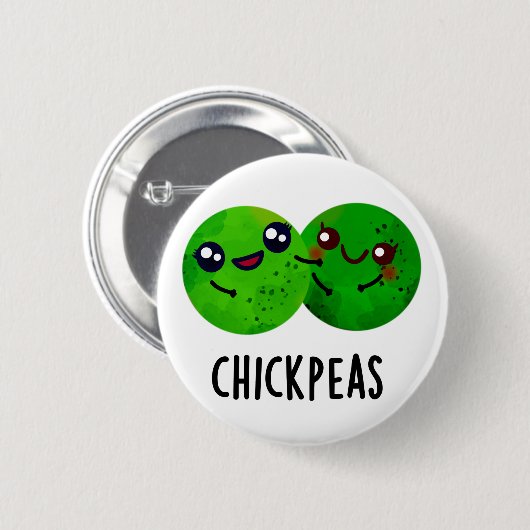 Chick Peas Funny Girl Pea Pun Button (Vorne & Hinten)