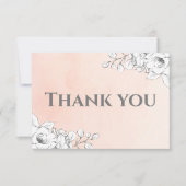 Chick Pink Modern White Floral Flor Danke Karte (Vorderseite)