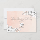 Chick Pink Modern White Floral Flor Danke Karte (Rückseite)