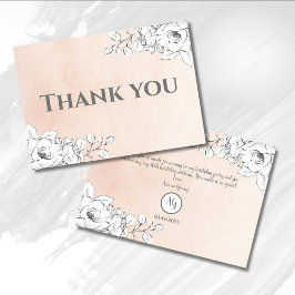 Chick Pink Modern White Floral Flor Danke Karte