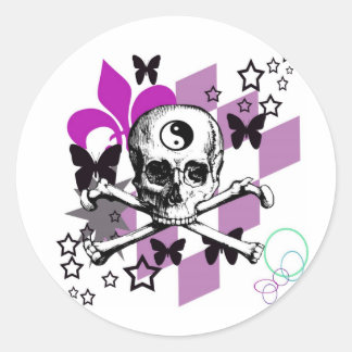 Chick Skull Runder Aufkleber