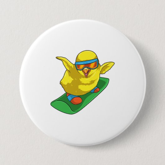 Chick Snowboarder Snowboard Button (Vorderseite)