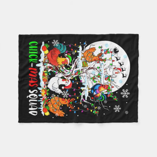 Chick Squad Xmas Group Santa Elf Chickens On Tree Fleecedecke (Vorderseite (Horizontal))