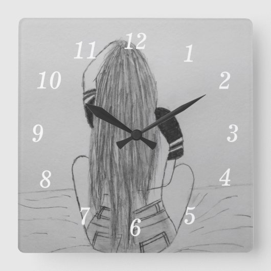 Chick Wall Clock Quadratische Wanduhr (Vorderseite)