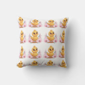 Chick with Flowers Throw Pillow Kissen (Vorderseite)