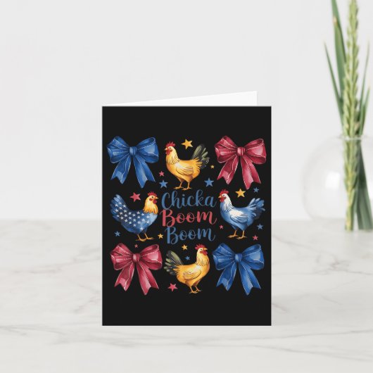 Chicka Boom Boom Funny American Flag Chicken Graph Karte (Vorderseite)