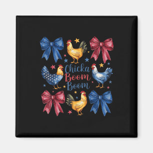Chicka Boom Boom Funny American Flag Chicken Graph Magnet
