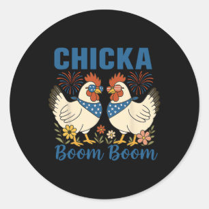 Chicka Boom Boom Hühnercrew Patriot 4. Juli Runder Aufkleber