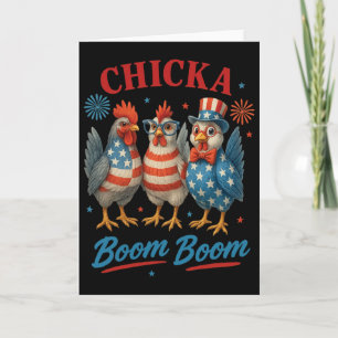 Chicka Boom Boom Hühnermannschaft Patriot 4. Juli Karte