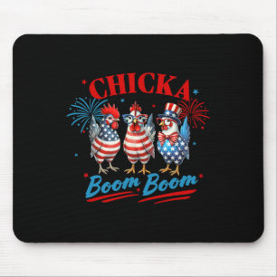 Chicka Boom Boom Lustiger Patriotischer Hahn 4. Ju Mousepad