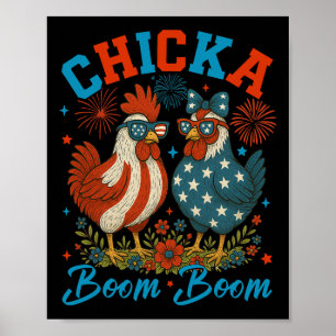 Chicka Boom Boom Lustiger Patriotischer Hahn 4. Ju Poster