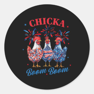 Chicka Boom Boom Lustiger Patriotischer Hahn 4. Ju Runder Aufkleber