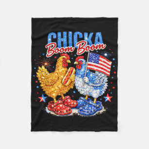 Chicka Boom Boom Patriotisches Huhn Rot Weiß Blau Fleecedecke