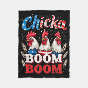 Chicka Boom Funny Patriotic Chicken 4. Ju Fleecedecke