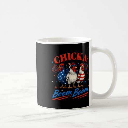 Chicka Boom Funny Patriotic Chicken 4. Ju Kaffeetasse (Rechts)