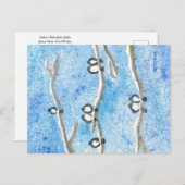 Chickade an Baumzweigen im Winter Schnee Postca Postkarte (Vorne/Hinten)