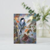 Chickade im Herbst Postkarte (Stehend Vorderseite)