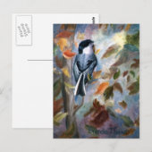 Chickade im Herbst Postkarte (Vorne/Hinten)