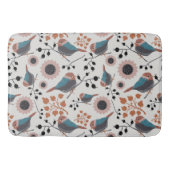 Chickadebird und Berry Muster Blumendesign Badematte (Vorderseite)