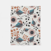 Chickadebird und Berry Muster Blumendesign Fleecedecke (Vorderseite)