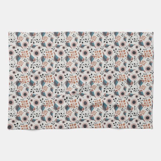 Chickadebird und Berry Muster Blumendesign Kit Geschirrtuch (Horizontal)