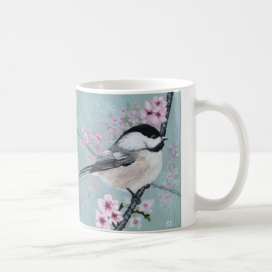 Chickadee and Cherry Blossoms Kaffeetasse (Rechts)