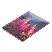 Chickadee auf alaskischen Wildblumen mit Bergen Notizblock (Linke Seite)