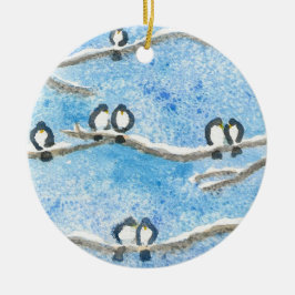 Chickadee auf Baumzweigen im Winter-Schneeschuhgif Keramik Ornament