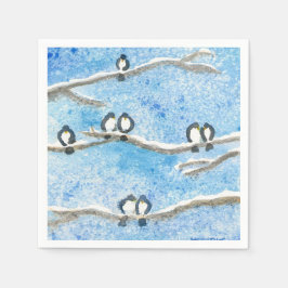 Chickadee auf Baumzweigen im Winter-Schneeschuhgif Serviette