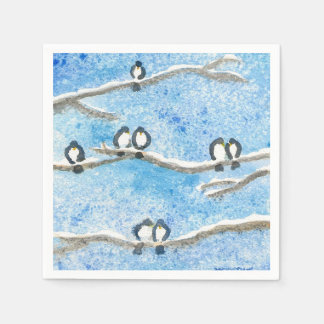 Chickadee auf Baumzweigen im Winter-Schneeschuhgif Serviette