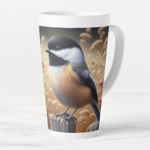 Chickadee auf dem Zaun Milchtasse
